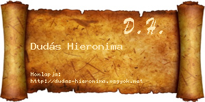 Dudás Hieronima névjegykártya